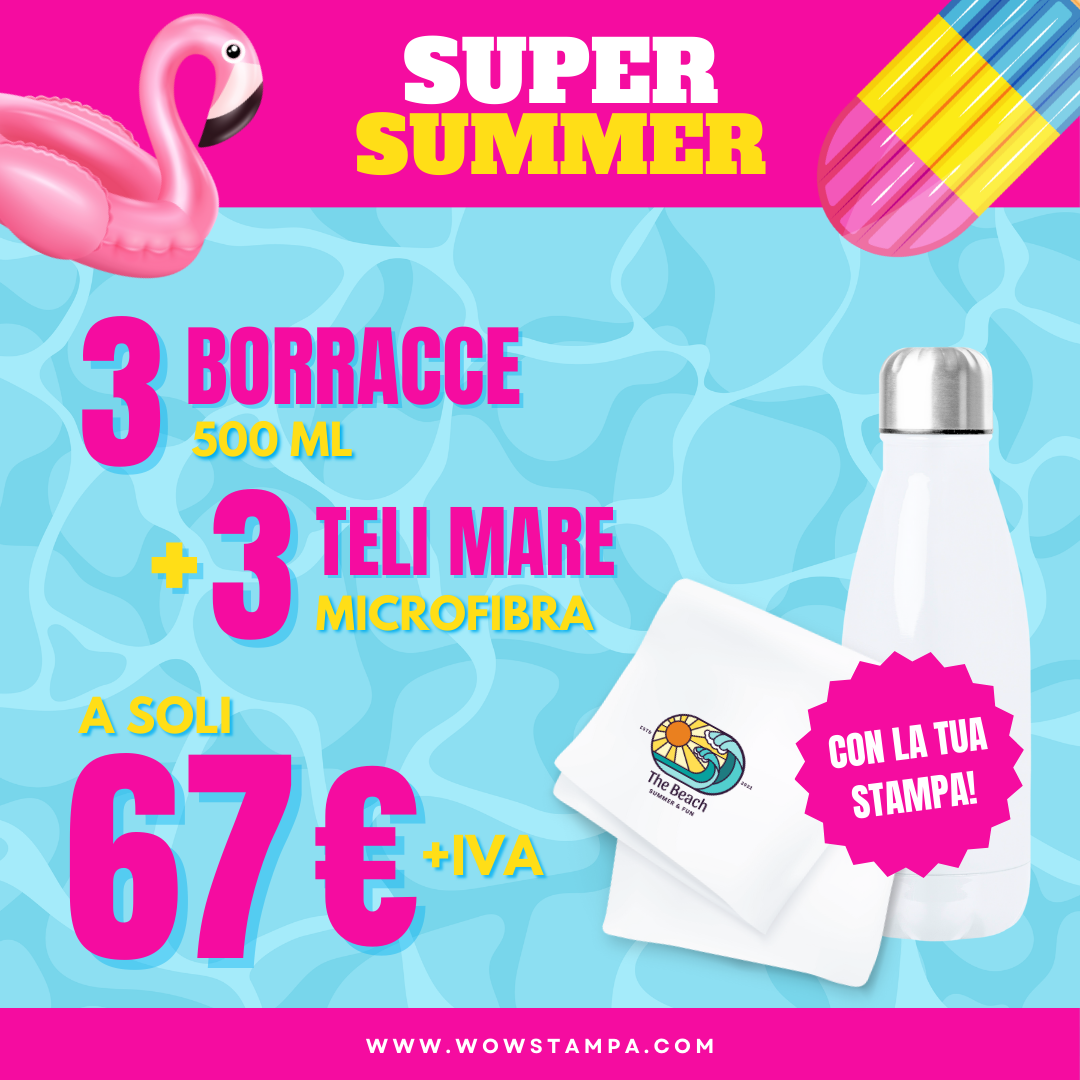 SUPER SUMMER- 3 Borracce + 3 Teli Mare