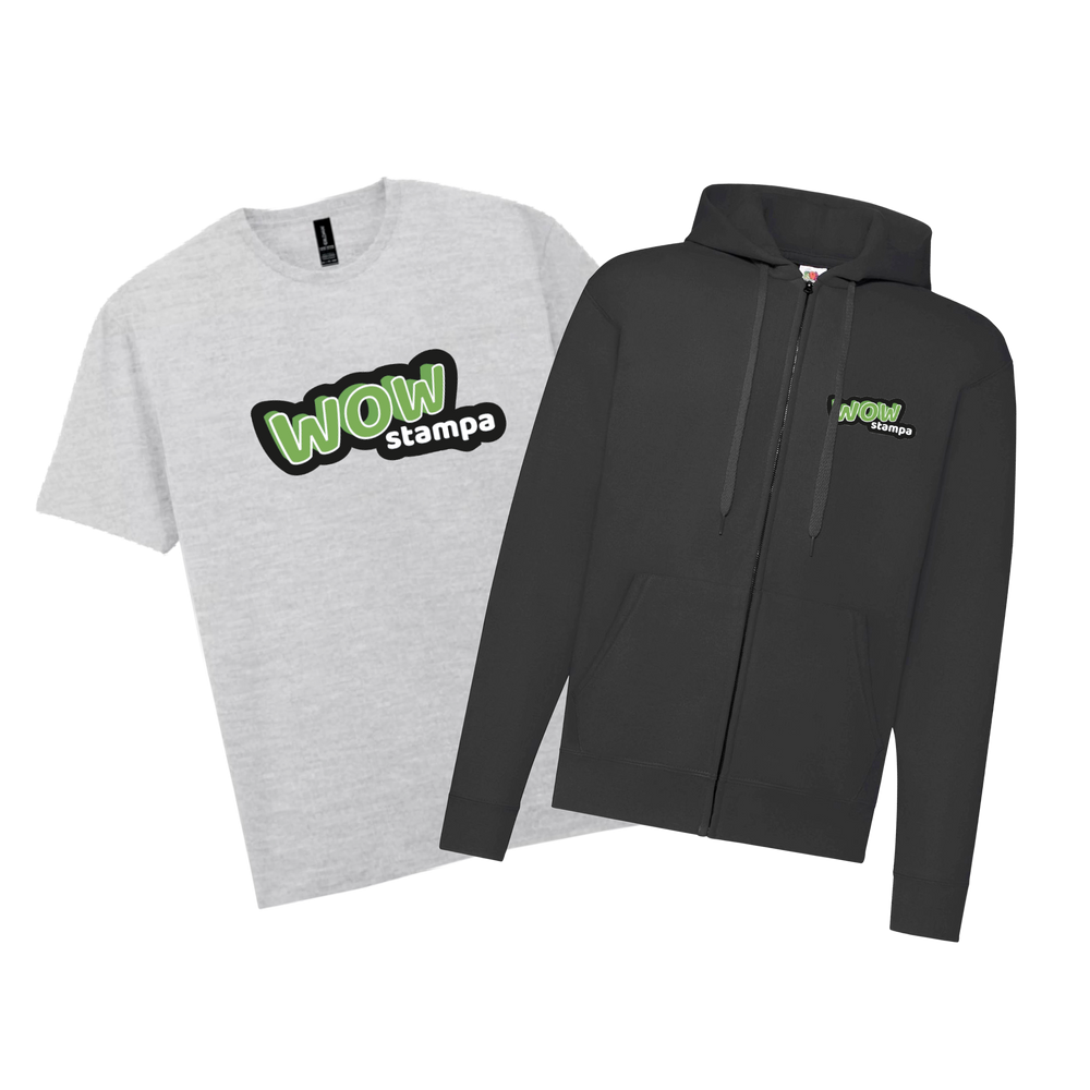 10 T-shirt + 5 Felpe Zip e Cap